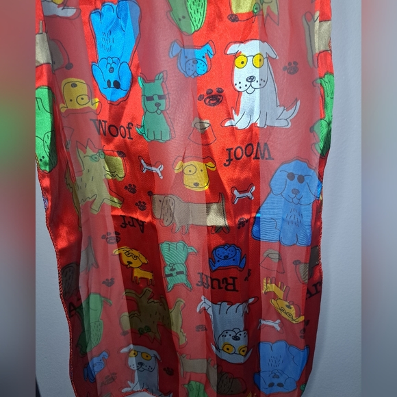 Ruff, Woof, Arf Doggy Print Red Scarf - Picture 5 of 6